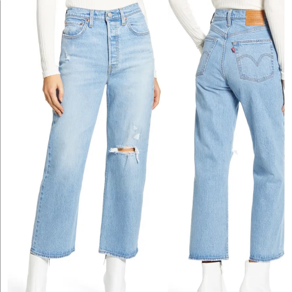 Ribcage High Waist Straight Leg Ankle Jeans